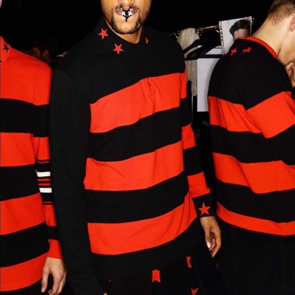 Givenchy Longsleeve Polo in Red and Black.